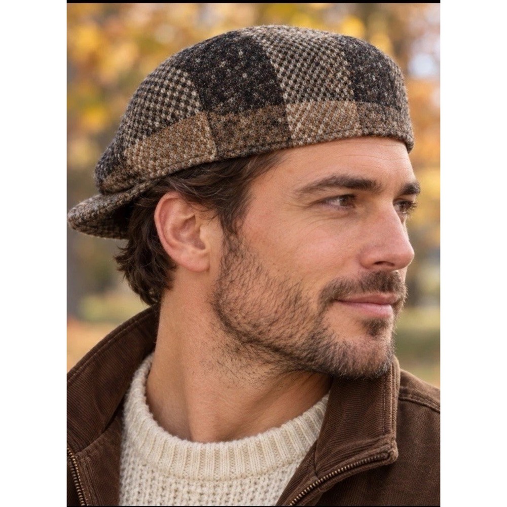 Orvis 100% Pure Wool Golf Cabbie Newsboy Hat Size XL Ireland Tweed Flat Cap